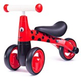 Tricicleta Buburuza Didicar, fara pedale, pentru copii 1-2 ani, roșie, max 20 kg, siguranta sporita, interior/exterior