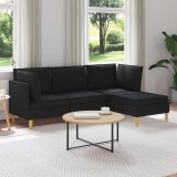 vidaXL Set de mobilier pentru living cu pernă 4 pcs Negru Țesătură 3413685