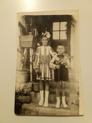 băiețel cu vioară carte postala tip fotografie interbelica okazii ro