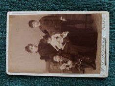 FOTOGRAFIE DE EPOCA anii 1880 , atelier F Kiessling PLOESCI Calea Romana 30 - .Distinsa doamna cu copii