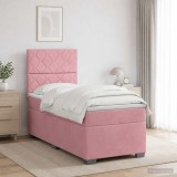 Cumpara ieftin Pat boxspring cu saltea cu benzi LED Roz 100 x 200 cm Catifea
