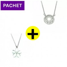 Pachet promo colier din argint floare alba + colier cool one