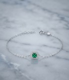 Cumpara ieftin Bratara din Argint 925 cu Cristal Patrat Verde Smarald si Zirconiu, 17+3 cm, 1.5g