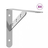Suporturi rafturi, 4 buc., 23,5x2,5x15,5 cm argintiu otel inox.