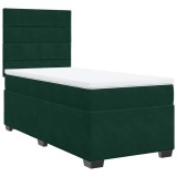 Cumpara ieftin Pat box spring cu saltea, verde inchis, 90x200 cm, catifea