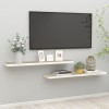 Set 2 Rafturi Perete Suspendate Stejar/Alb 120cm MDF, Montare usoara, Design Modern