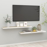 VidaXL Rafturi perete suspendate 2 buc. stejar/alb 120x23,5x3,8 cm MDF