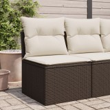 Canapea gradina Gossi maro poliratan cu perne, 55x62x69 cm, cadru otel, husa detasabila