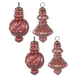 Cumpara ieftin Set 4 globuri brad Craciun sticla rosie 8x15 cm