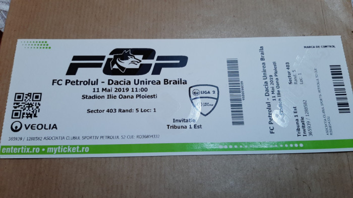 Invitatie Petrolul Pl. - Dacia U. Braila
