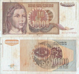 1992, 10.000 dinara (P-116b) - Iugoslavia!