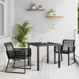 vidaXL Set de masă pentru grădină 3 pcs Negru Rattan poli
