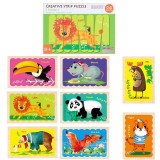 Set 4 Puzzle-uri cu betisoare din lemn - Creative Puzzle Strips cx-3228 LION