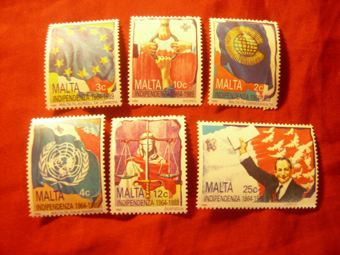 Serie Malta 1989 - 25 Ani Independenta ,6 valori