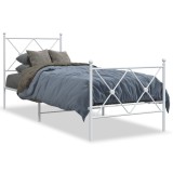 Cumpara ieftin Cadru de pat metalic cu tablie de cap/picioare, alb, 80x200 cm