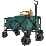 Outsunny Cărucior de Grădină cu M&acirc;ner Telescopic, Cărucior pentru Transport Obiecte p&acirc;nă la 70 kg, 108x55 cm, Verde | Aosom Romania