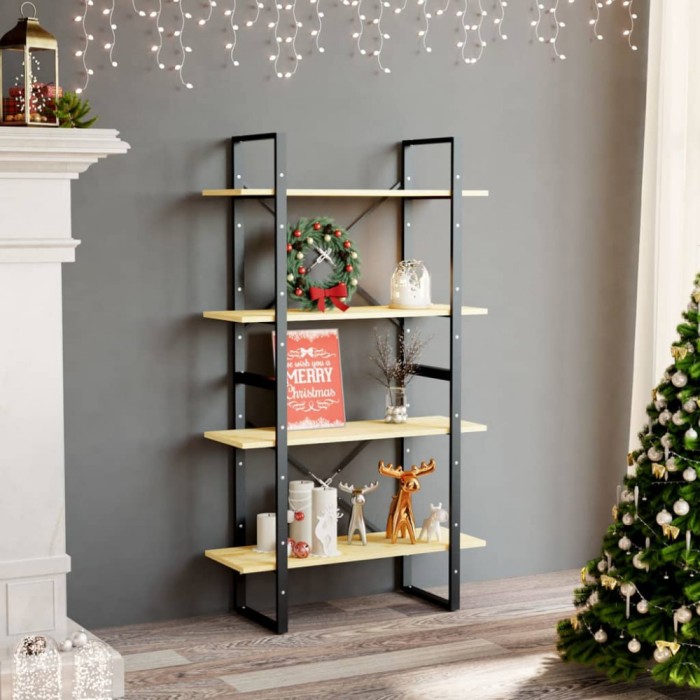 Gossi biblioteca cu 4 rafturi, 80x30x140 cm, lemn masiv de pin