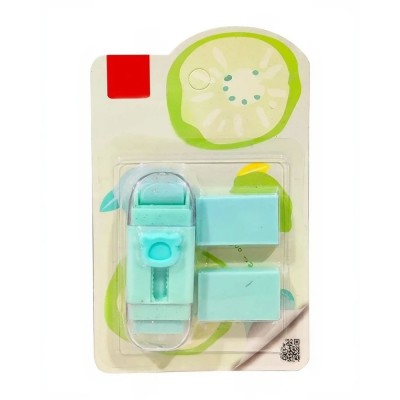 Radiera Retractabila, Flippy, Model Ursulet, Reglare Push-Pull, Radiera de tip Push, Doua Radiere de Rezerva in set din Cauciuc, Verde deschis foto