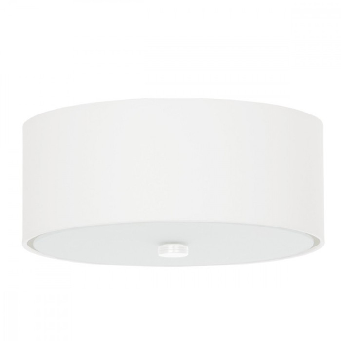 Lampă De Tavan Skala Albă Țesătură/Sticlă/Oțel 3 Becuri Rola Minimalistă De Interior