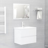 VidaXL Set mobilier de baie, alb extralucios, lemn prelucrat