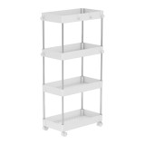 Cumpara ieftin Raft otel plastic alb cu roti Aliol 40x22x85 cm