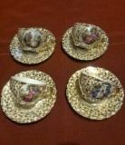 Set vintage 4 cești mici cafea (espresso) cu farfurioare Porcelaine de Luxe ADP