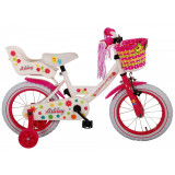 Bicicleta pentru fete Ashley, 14 inch, culoare alb/roz, frana de mana + contra PB Cod:81404