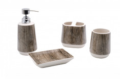 Set 4 accesorii pentru baie savoniera, dozator sapun, suport periuta, pahar, ceramica foto