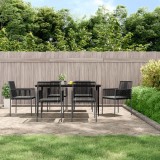 VidaXL Set mobilier grădină cu perne, 7 piese, negru, poliratan &amp; oțel