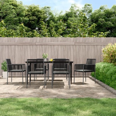 Gossi set mobilier gradina cu perne, 7 piese, negru, poliratan &amp;amp; otel foto