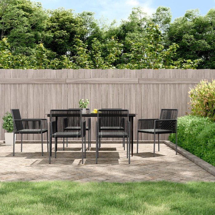 Gossi set mobilier gradina cu perne, 7 piese, negru, poliratan &amp; otel