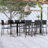 VidaXL Set mobilier de grădină, 9 piese, negru
