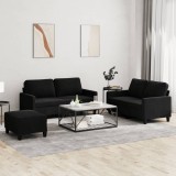 VidaXL Set de canapele cu perne, 3 piese, negru, catifea