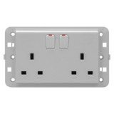 TWIN SWITCHED SOCKET-OUTLET - Standard englez - 2P+E 13 A - TITANIUM - CProiector HORUS