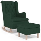 Fotoliu balansoar cu taburet, verde inchis, material textil