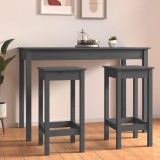 Scaune de bar, 2 buc., gri, 40x40x78 cm, lemn masiv de pin