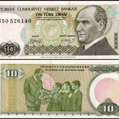 Turcia bancnota 10 lire 1979-82, UNC