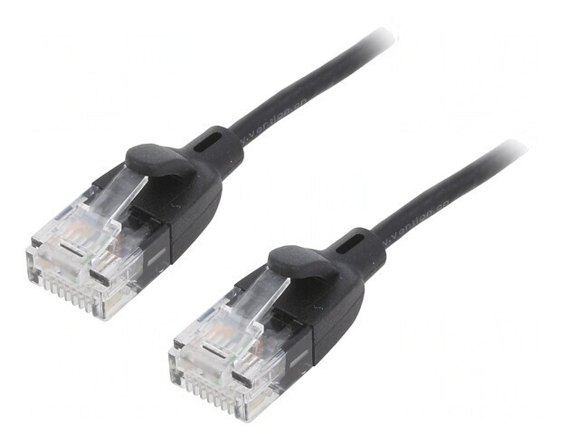Patch cord U/UTP Cat6a OFC PVC Negru 0,5m Aurit 8 Fire