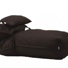 Fotoliu Pufrelax Yoga XL cu perna Dark Chocolate Gama Premium Textil umplut cu fulgi de burete memory mix
