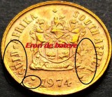 Moneda cu ERORI de BATERE: 1 CENT - AFRICA de SUD, anul 1975 * cod 5295 = A.UNC, Bronz