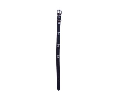 Zgarda ciocolatiu accesoriu os, piele naturala, pentru caini mici, 35 x 1.5 cm, diametru 22-30 cm foto