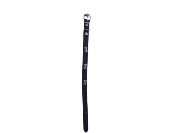 Zgarda ciocolatiu accesoriu os, piele naturala, pentru caini mici, 35 x 1.5 cm, diametru 22-30 cm