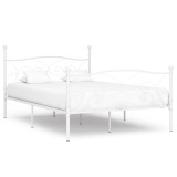 Cumpara ieftin Cadru de pat cu baza din sipci, alb, 140 x 200 cm, metal