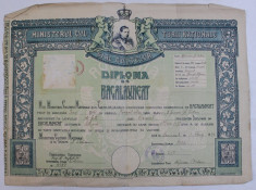 DIPLOMA DE BACALAUREAT EMISA DE LICEUL DE FETE DIN RAMNICU VALCEA , SESIUNEA IUNIE , 1943 foto