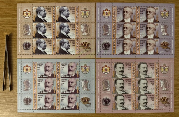 Fauritori ai Marii Uniri II, minicola de 6 timbre si 6 viniete 2018 LP 2212C