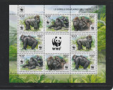 Republica Centrafricana 2015-Fauna,WWF,Maimute,Gorile,Bloc 2 serii,Mi.5460-3KBII, Nestampilat