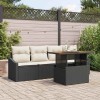 VidaXL Set de canapele pentru grădină cu pernă 5 pcs Negru Rattan poli 3349767
