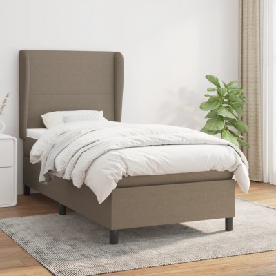 vidaXL Pat box spring cu saltea, gri taupe, 100x200 cm, textil 3127785 foto