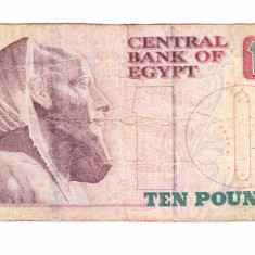 Bancnota Egipt 10 lire, circulata, uzata