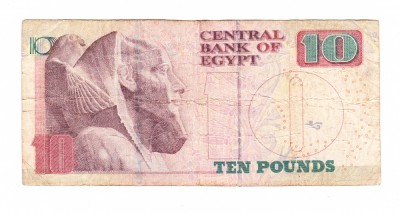 Bancnota Egipt 10 lire, circulata, uzata foto